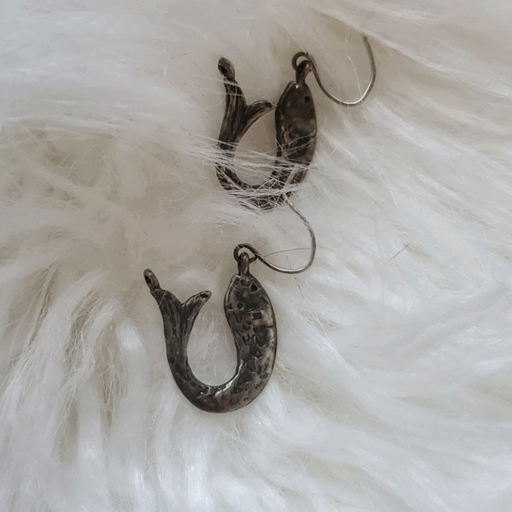 Sterling silver fish earrings